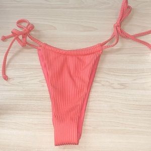 Pink ribbed bikini bottoms